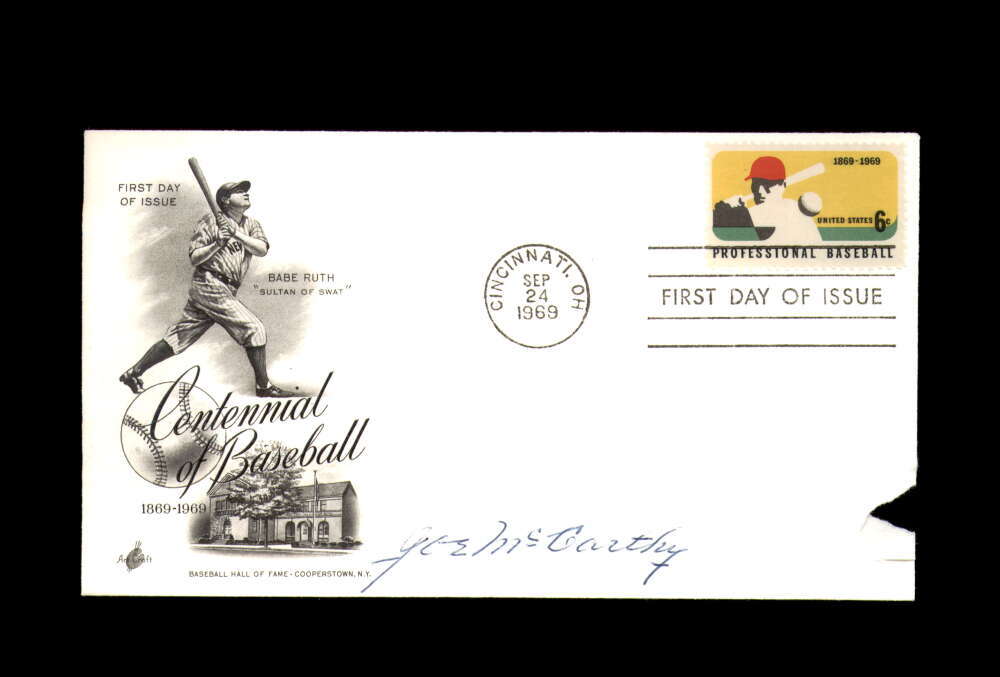 Joe McCarthy PSA DNA Signed 1969 Centennial First Day Cover Cache FDC Autograph