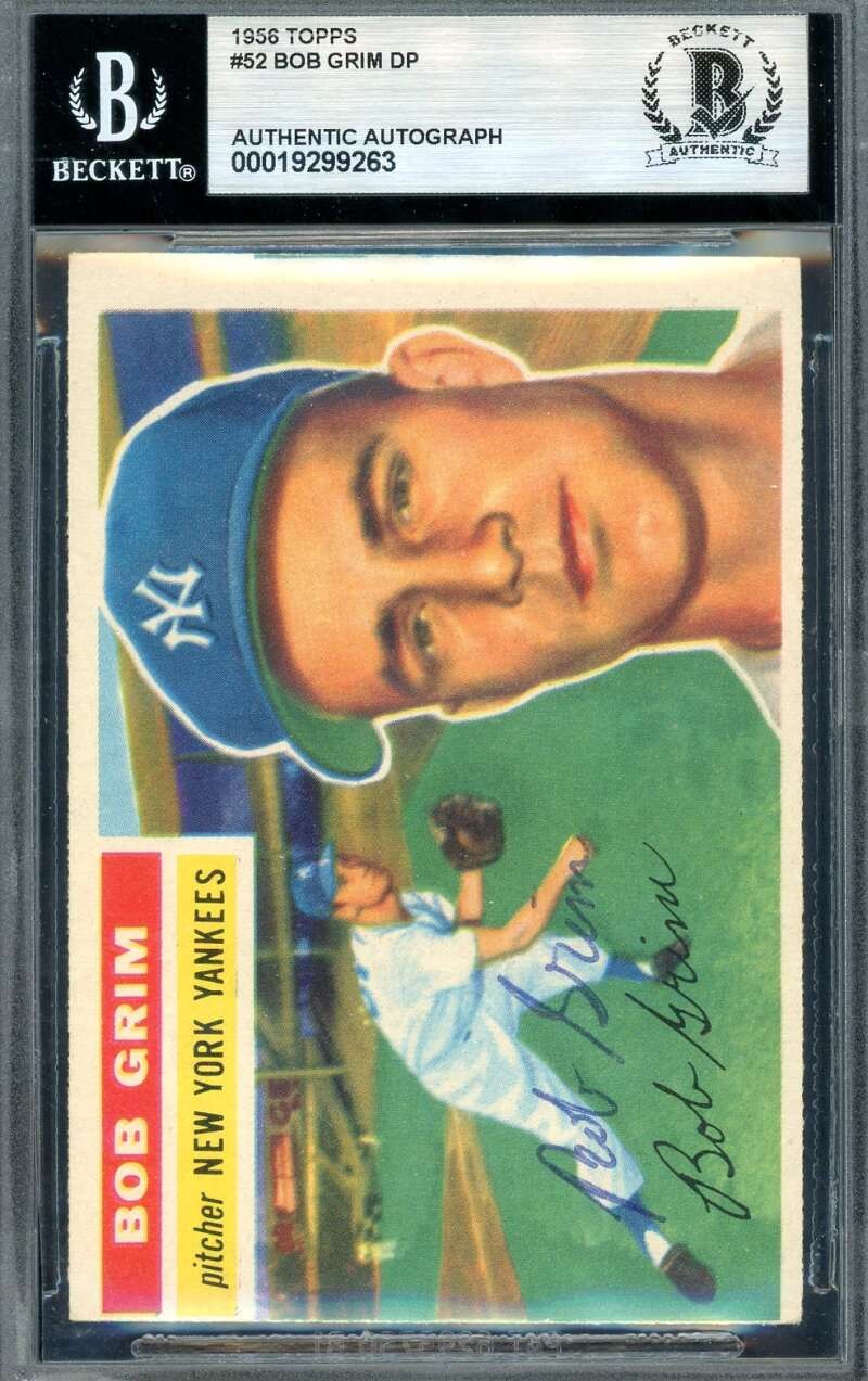 Bob Grim Beckett BAS Vintage Signed 1956 Topps Autograph Yankees