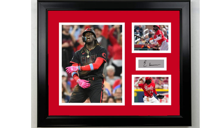 Framed Elle De La Cruz Reds Facsimile Signature Baseball 15"x12" 3 Photo Collage