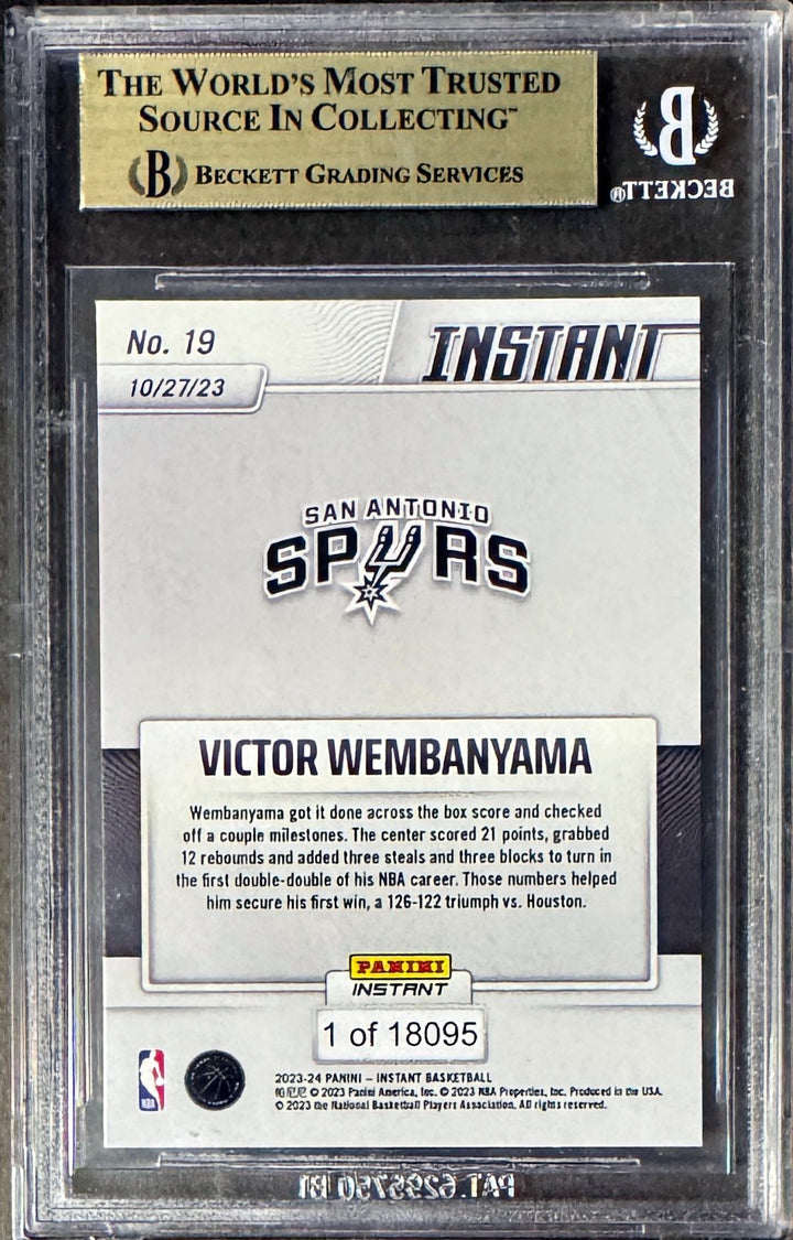 Victor Wembanyama 2023-24 Panini Instant Rookie Card 19- BGS Graded 9.5 Gem Mint
