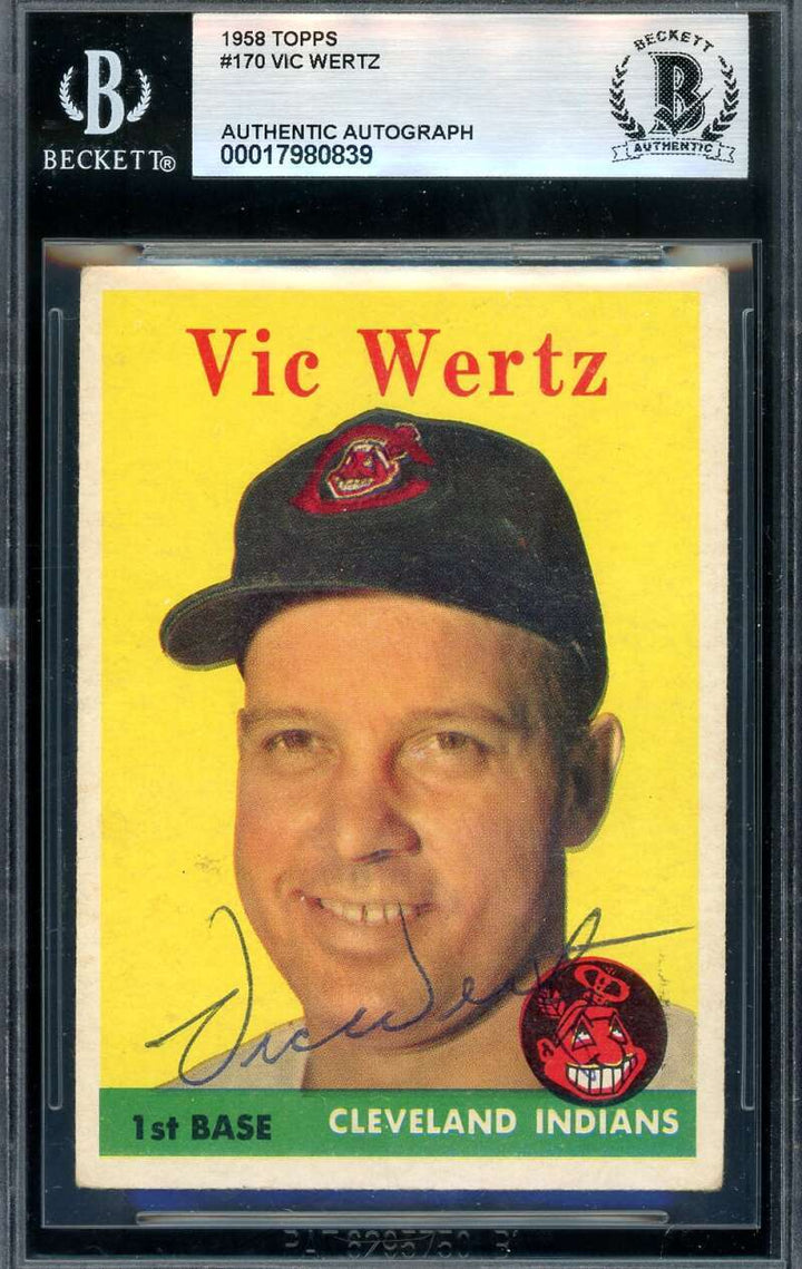 Vic Wertz Beckett BAS Signed 1958 Topps Autograph