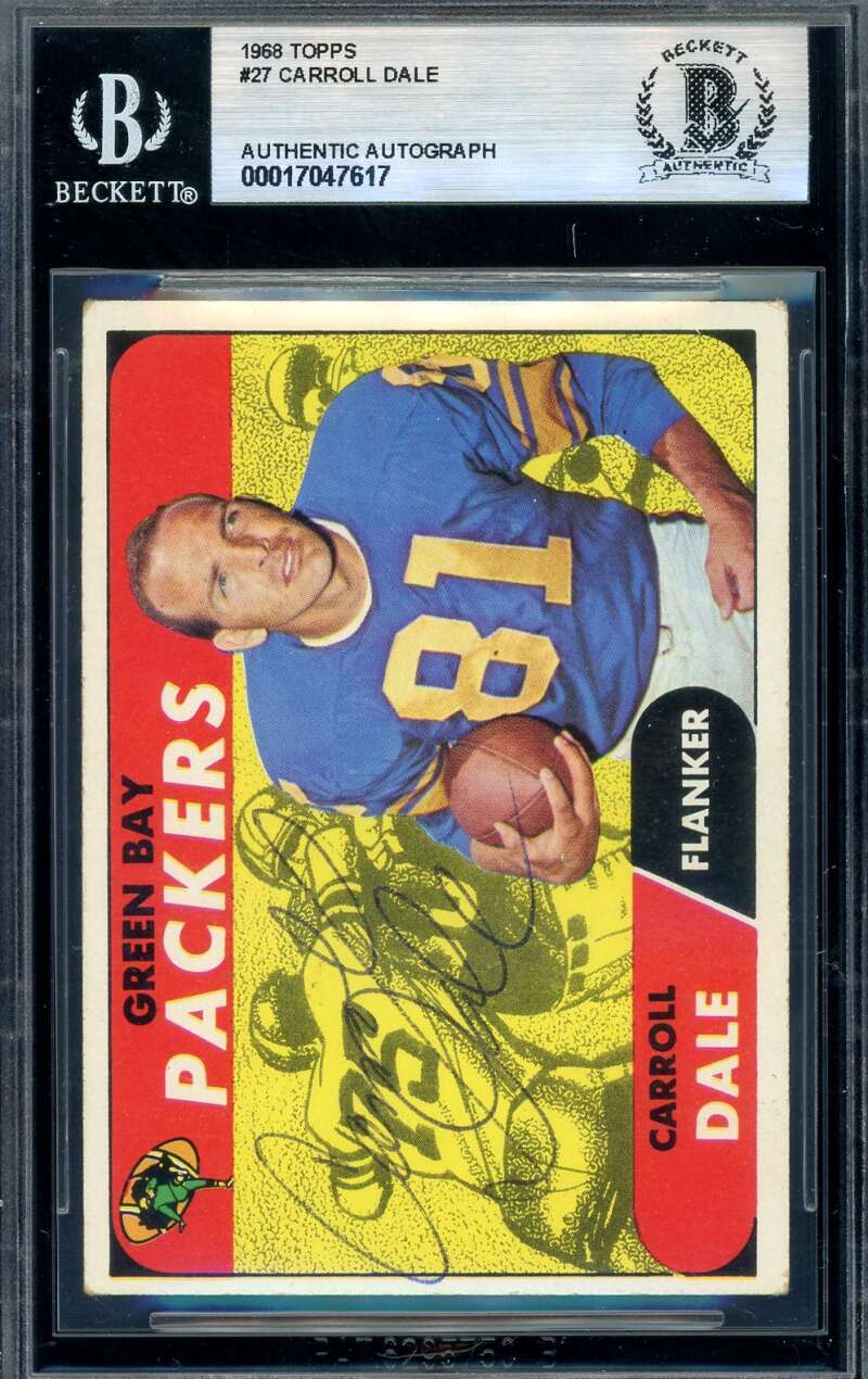 Carroll Dale Beckett BAS Signed 1968 Topps Autograph