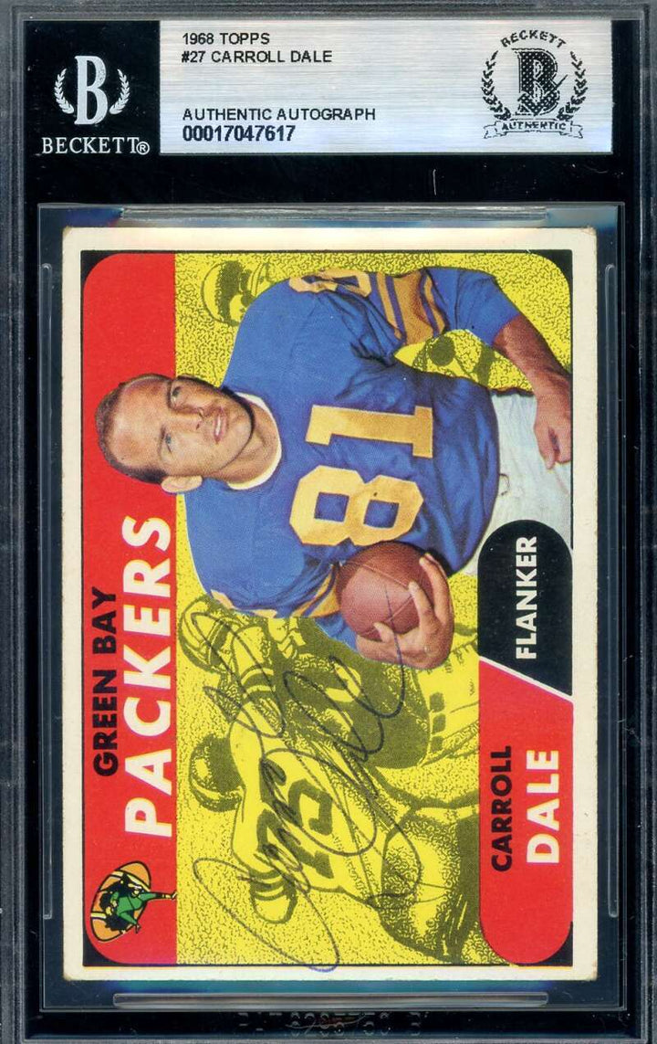 Carroll Dale Beckett BAS Signed 1968 Topps Autograph