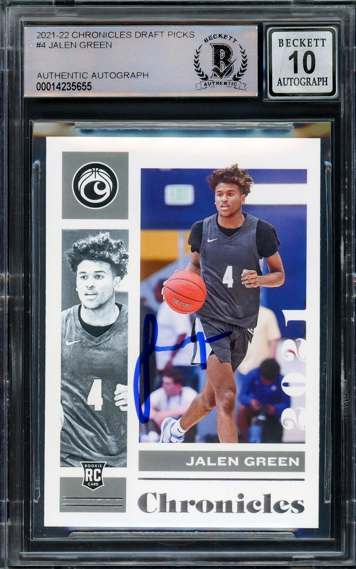 Jalen Green Signed 2021-22 Chronicles RC 4 Houston Rockets Auto GM 10 Beckett