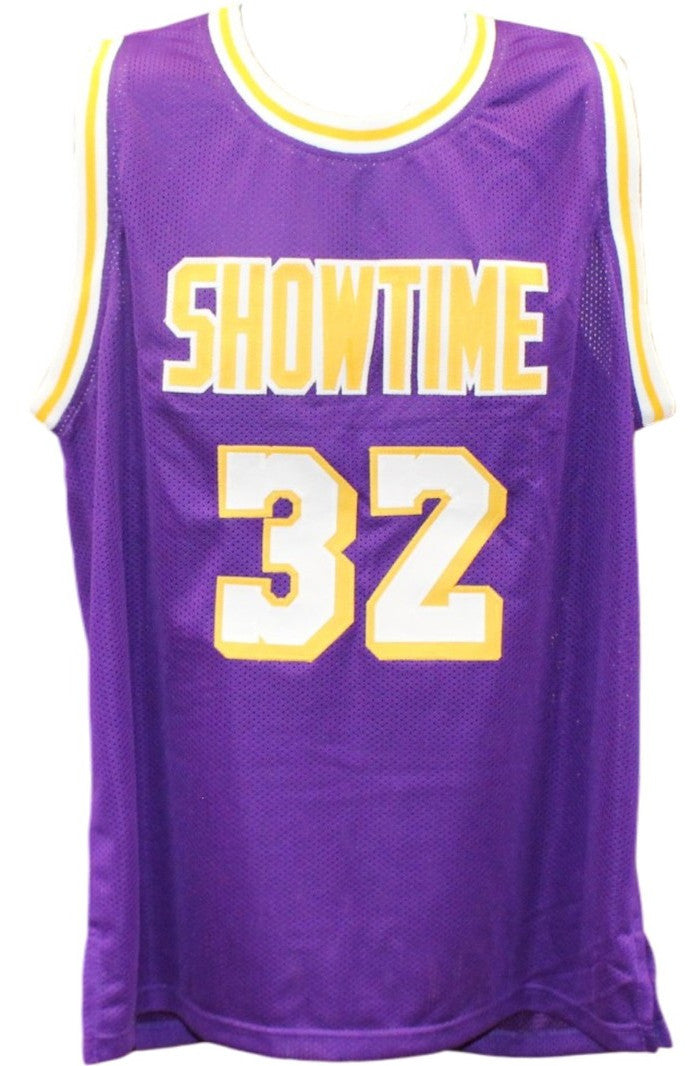 Magic Johnson Autographed/Signed Pro Style Sz XL Purple Jersey Beckett W 55360