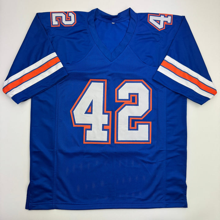 Autographed/Signed Javon Kearse Florida Blue College Football Jersey Beckett COA
