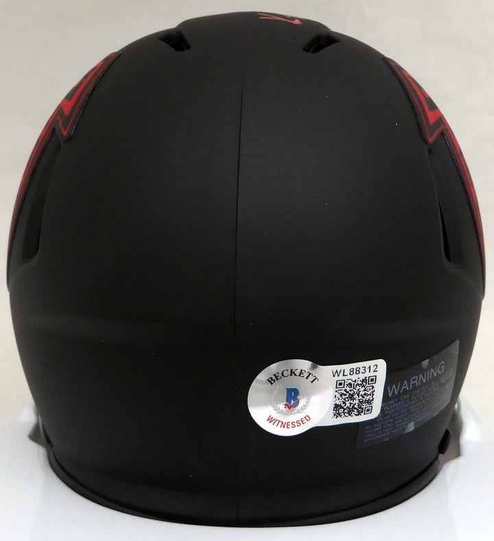 Kyle Pitts Signed Falcons Eclipse Black Speed Mini Helmet Beckett #WL88312