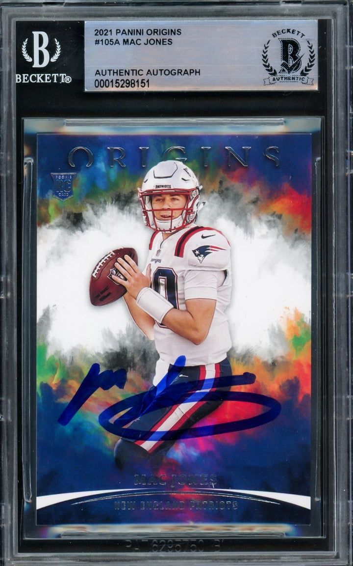 Mac Jones Signed 2021 Panini Origins RC 105 New England Patriots Beckett