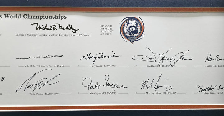 Bears Greats Signed Framed Panoramic Photo With 20 Sigs Beckett BAS