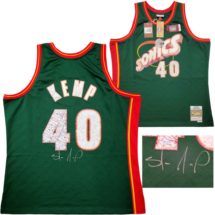Sonics Shawn Kemp Auto Green Auth Mitchell Ness HWC Swingman Jersey Top 75 2X