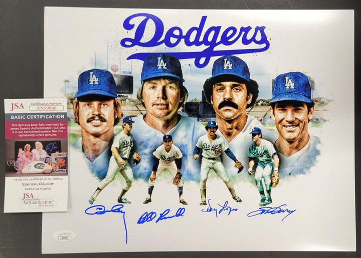 Dodger Infield signed 11x14 Photo #2 Russell Garvey Cey Lopes autograph JSA