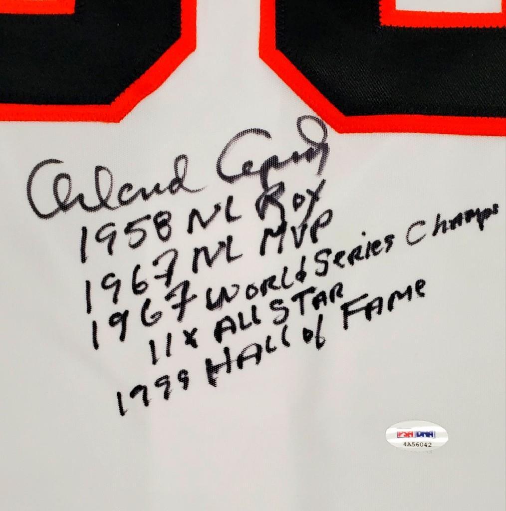 Orlando Cepeda autograph signed Giants stat Jersey w/ 5 Inscriptions ~ PSA/DNA