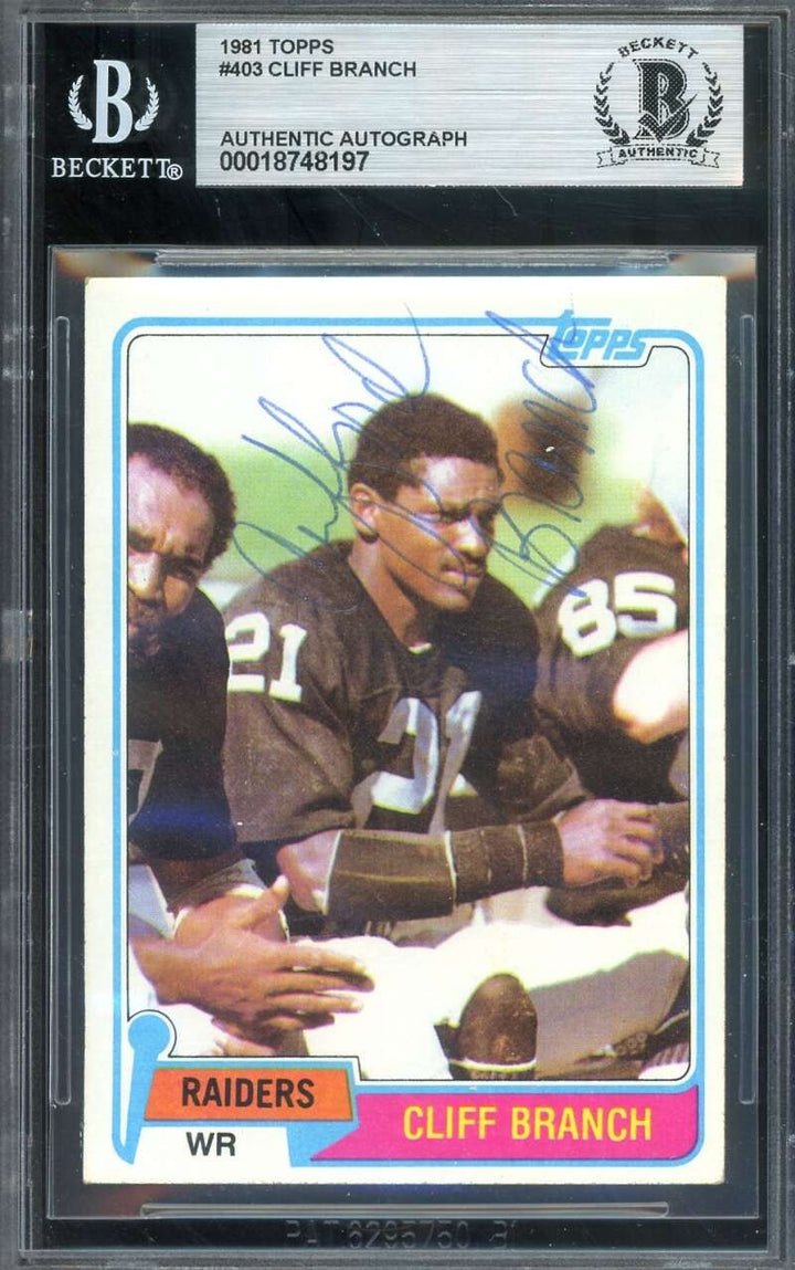 Cliff Branch Beckett BAS Vintage Signed 1981 Topps Autograph Raiders