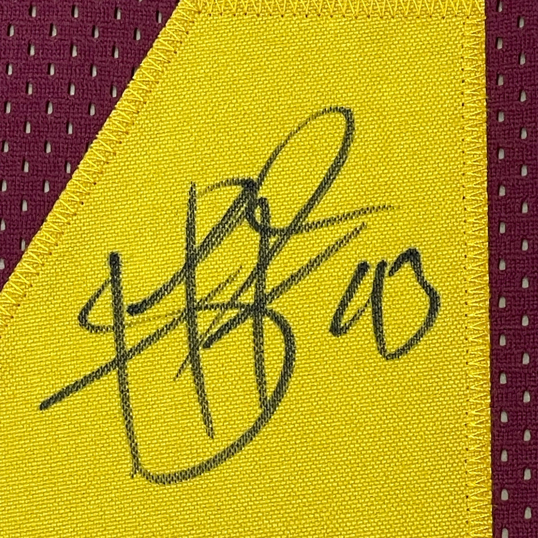 Framed Autographed/Signed Troy Polamalu 33x42 USC Maroon College Jersey BAS COA