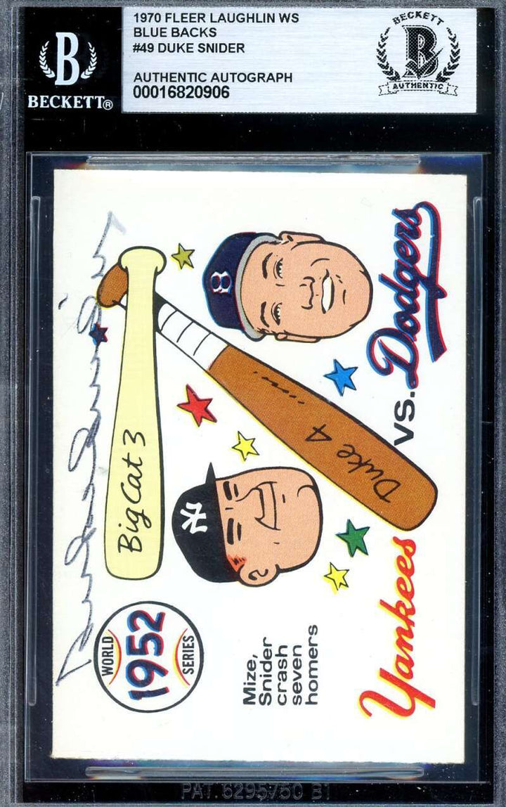 Duke Snider Beckett BAS Signed 1970 Fleer Laughlin WS Blue Back Autograph