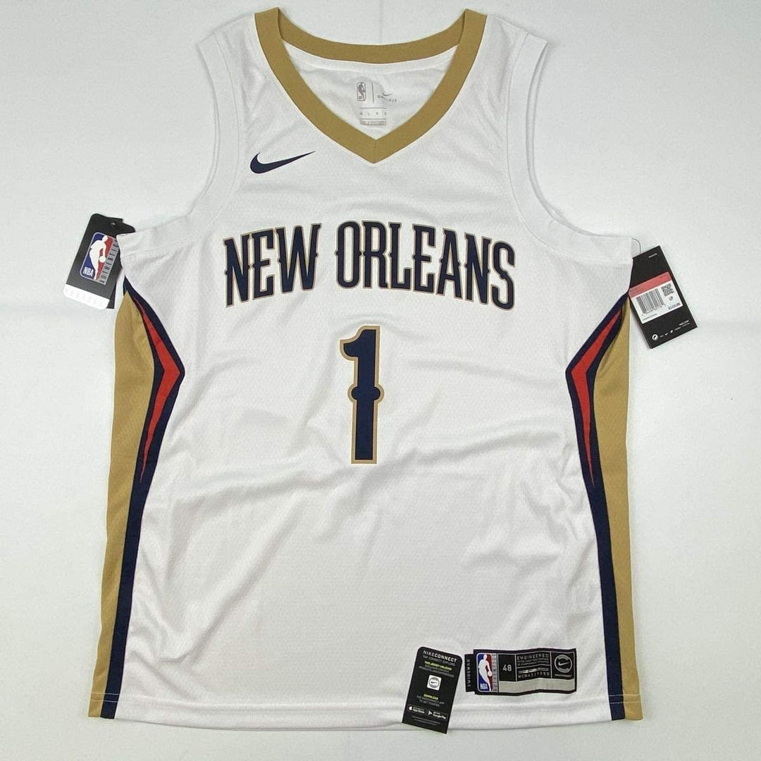 Signed ZION WILLIAMSON Pelicans White Nike Jersey Fanatics COA Auto