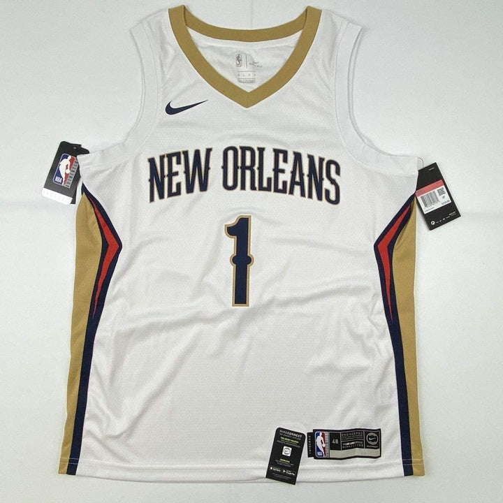 Signed ZION WILLIAMSON Pelicans White Nike Jersey Fanatics COA Auto