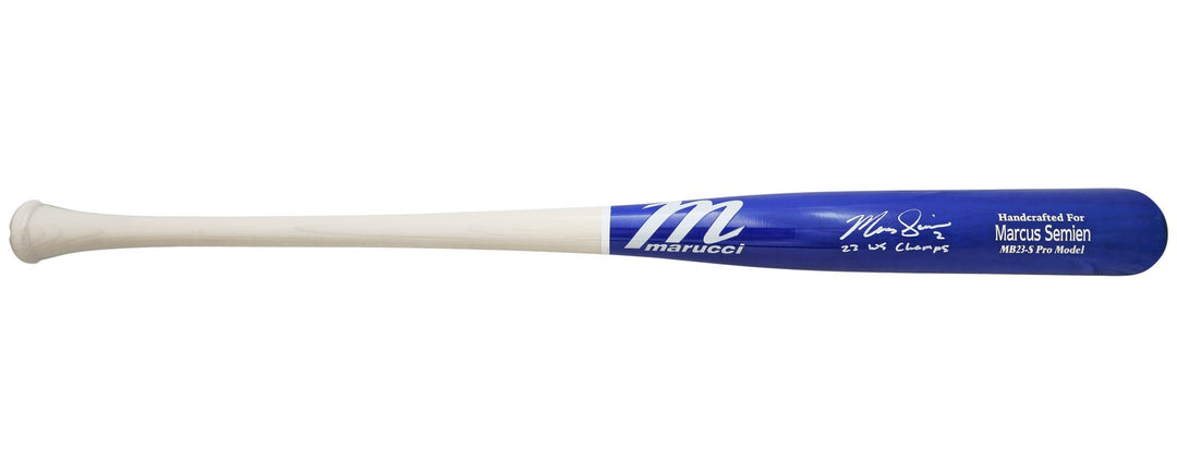 Marcus Semien Auto Blue Marucci Player Model Bat Rangers 23 WS Champ Beckett
