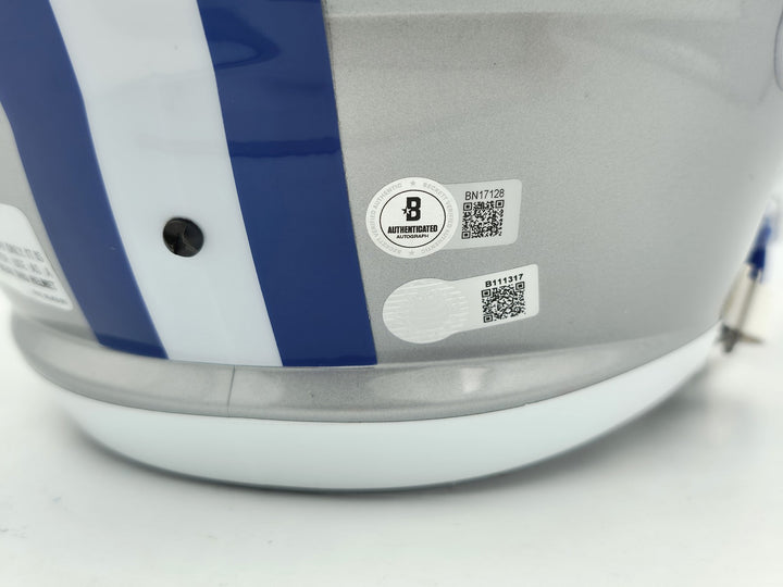 Barry Sanders Auto Lions Silver Throwback Full Size Speed Replica Helmet Beckett