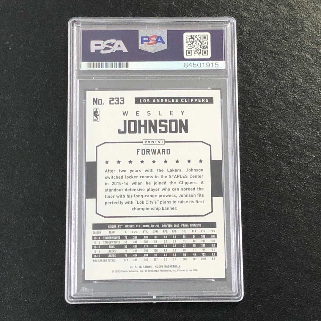 2015-16 NBA Hoops #233 Wesley Johnson Signed Card Autographed PSA Slabbed Clippe