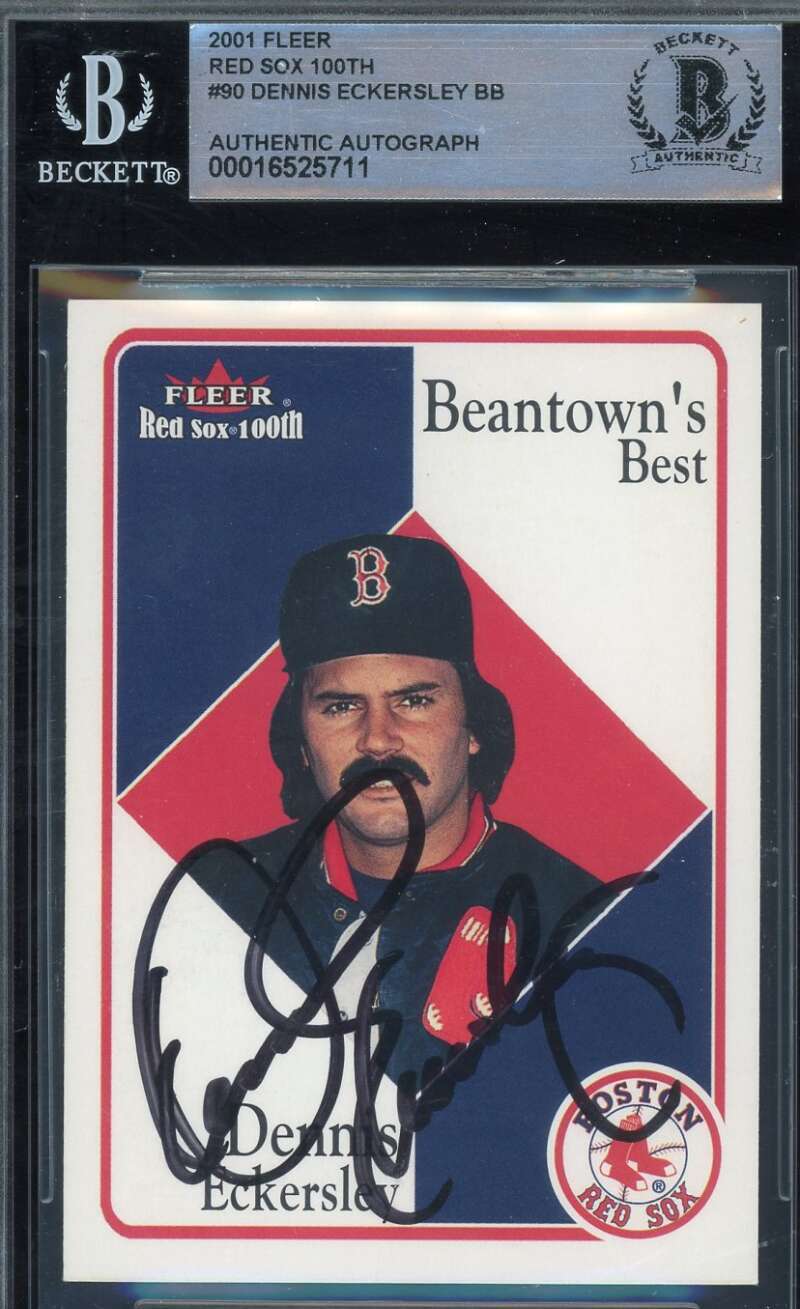 Dennis Eckersley Beckett BAS Signed 2001 Fleer Red Sox 100th Autograph