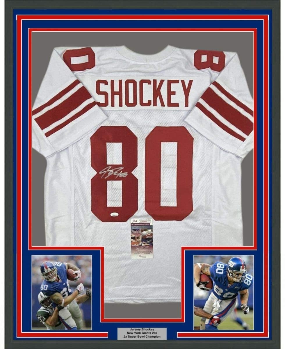 FRAMED Autographed/Signed JEREMY S33x42 New York White Jersey JSA COA