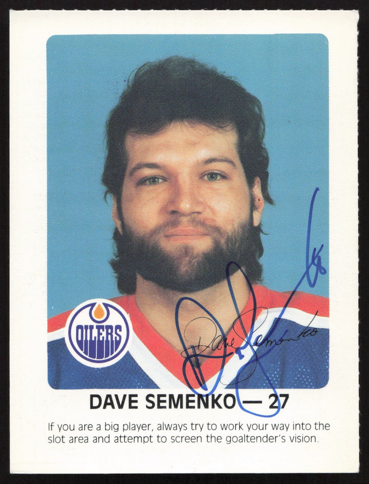 Dave Semenko Signed 1984-85 Post Red Rooster Card Edmonton Oilers