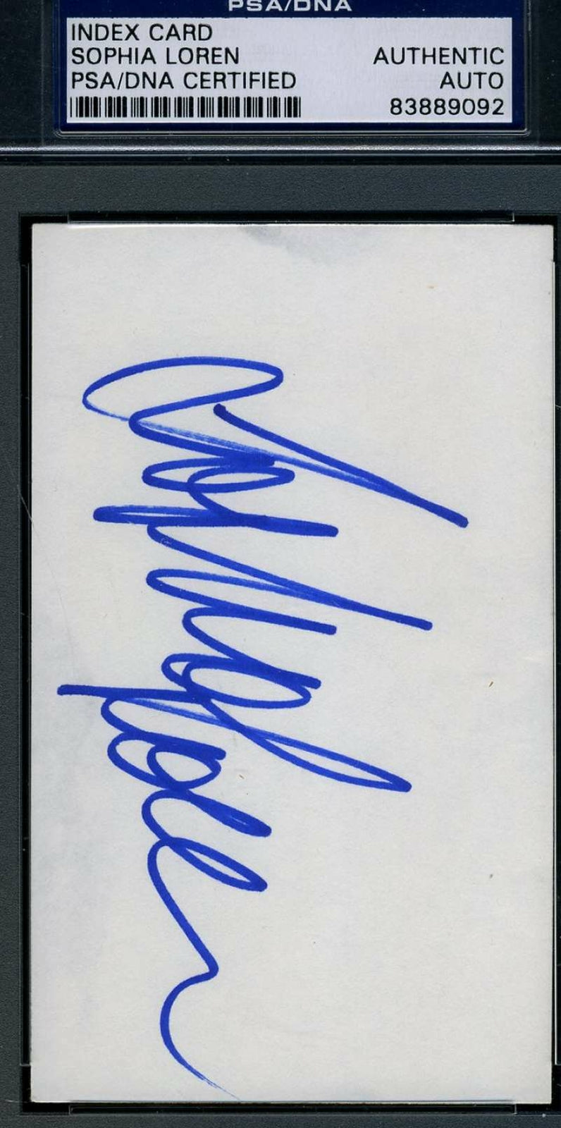 Sophia Loren Signed 3x5 Index Card Psa/dna Cert Authentic Autograph