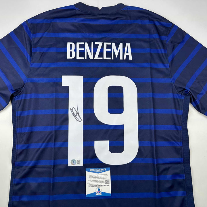 Autographed/Signed Karim Benzema France French National Team Jersey Beckett COA