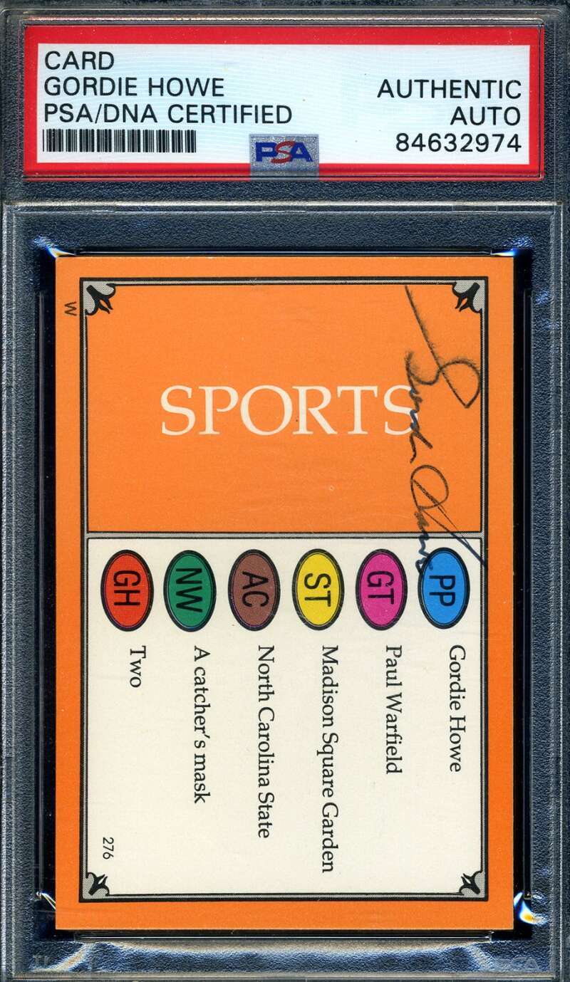 Gordie Howe PSA DNA Signed Trivial Pursuit Card Autograph
