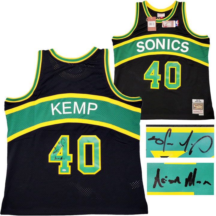 Sonics Shawn Kemp Auto Black Auth Mitchell Ness HWC Swingman Jersey 2X Reign Man