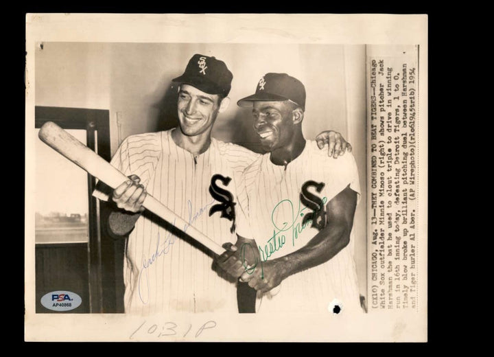Jack Harshman Minnie Minoso PSA DNA Signed 8x10 Wire Photo Autograph White Sox