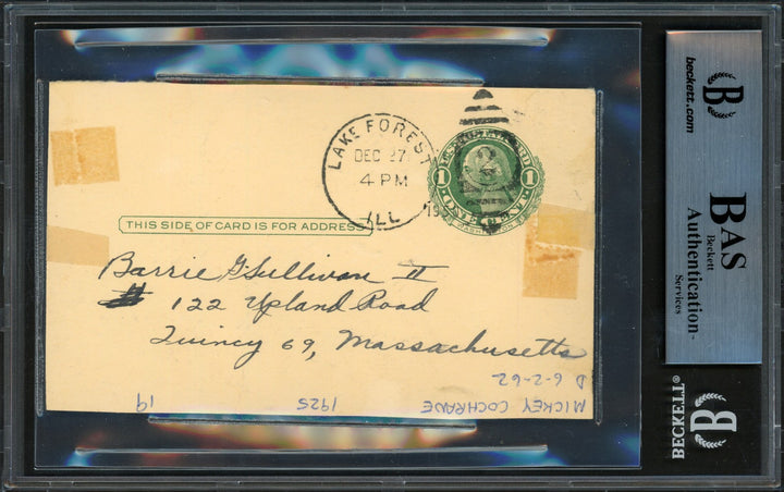 Mickey Cochrane Auto 3x5 Government Postcard Tigers To Barrie (Trimmed) Beckett