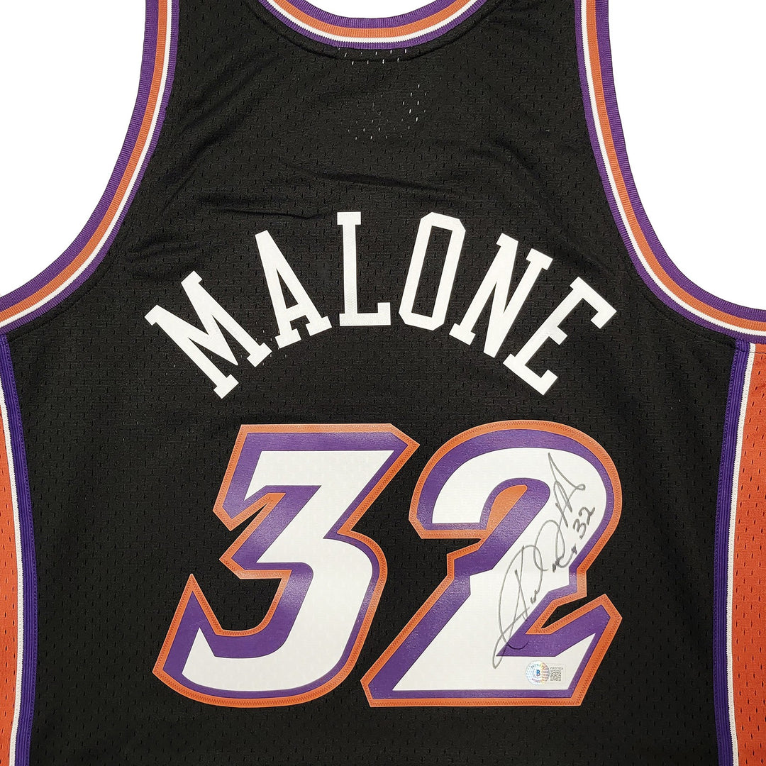 Jazz Karl Malone Auto Black Authentic Mitchell & Ness Jersey Size L Beckett Wit