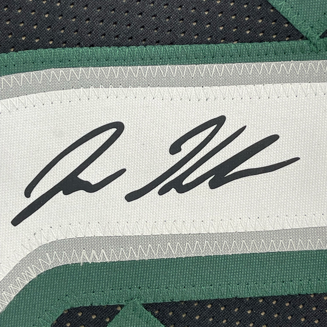 Framed Facsimile Autographed Jason Kelce 33x42 Black Reprint Laser Auto Jersey