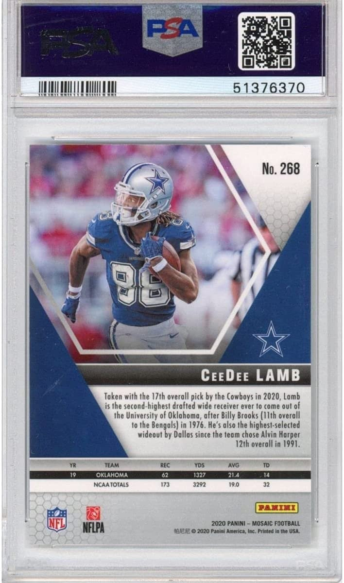 Graded 2020 Panini Mosaic CeeDee Lamb #268 Rookie RC Football Card PSA 10