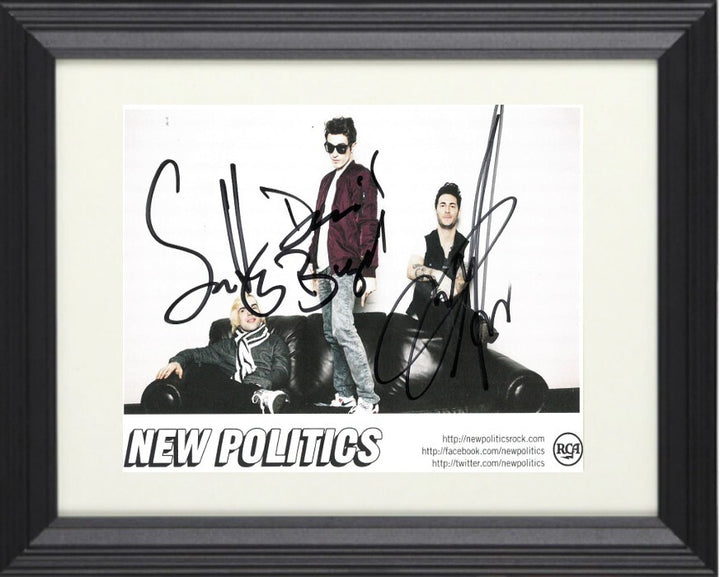 New Politics Rock Band signed 5x7 Photo Framed-COA (Boyd/Hansen/Vecchio/Danish)