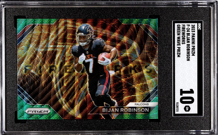 Bijan Robinson 2023 Panini Fireworks Green Wave Prizm RC  #F-24 - SGC Graded 10