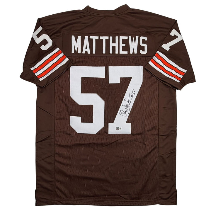 Autographed/Signed Clay Matthews Jr Cleveland Brown Jersey Beckett BAS COA