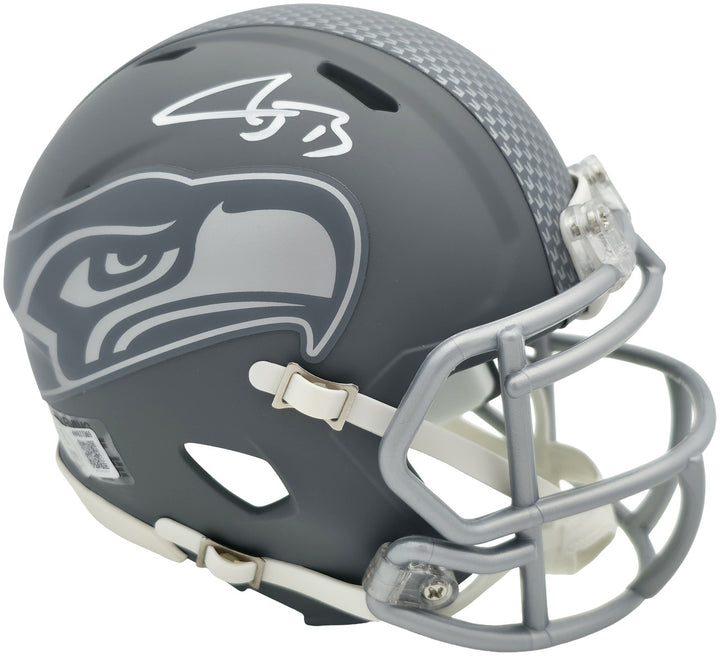 AJ Barner Signed Seattle Seahawks Slate Gray Speed Mini Helmet Beckett Witness