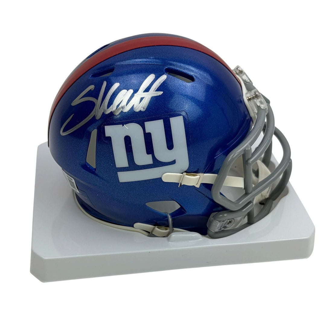 Autographed/Signed Cam Skattebo New York Giants Mini Helmet Beckett BAS COA