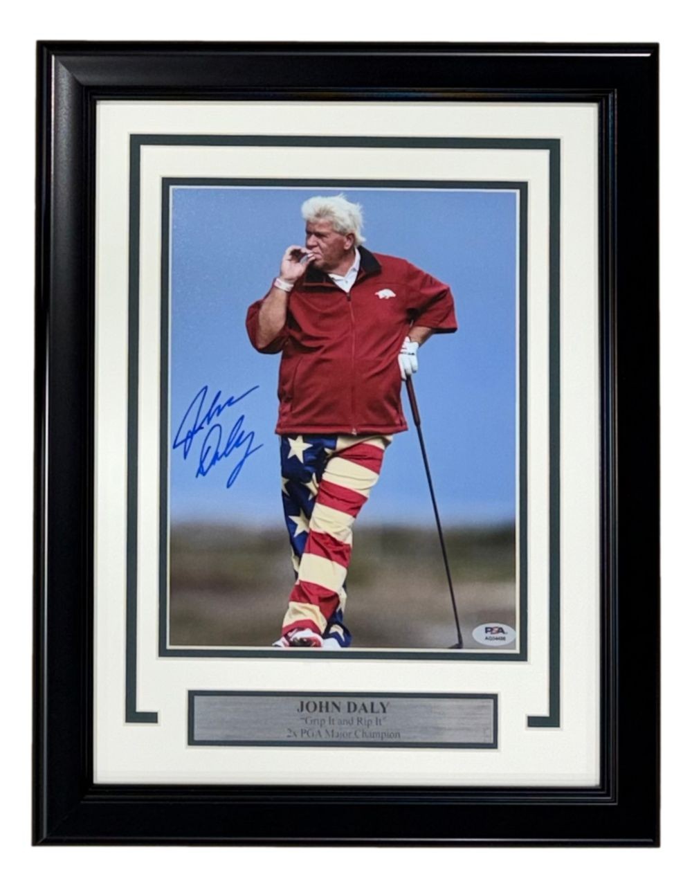 John Daly Signed In Blue Framed 8x10 PGA Golf America Photo PSA/DNA