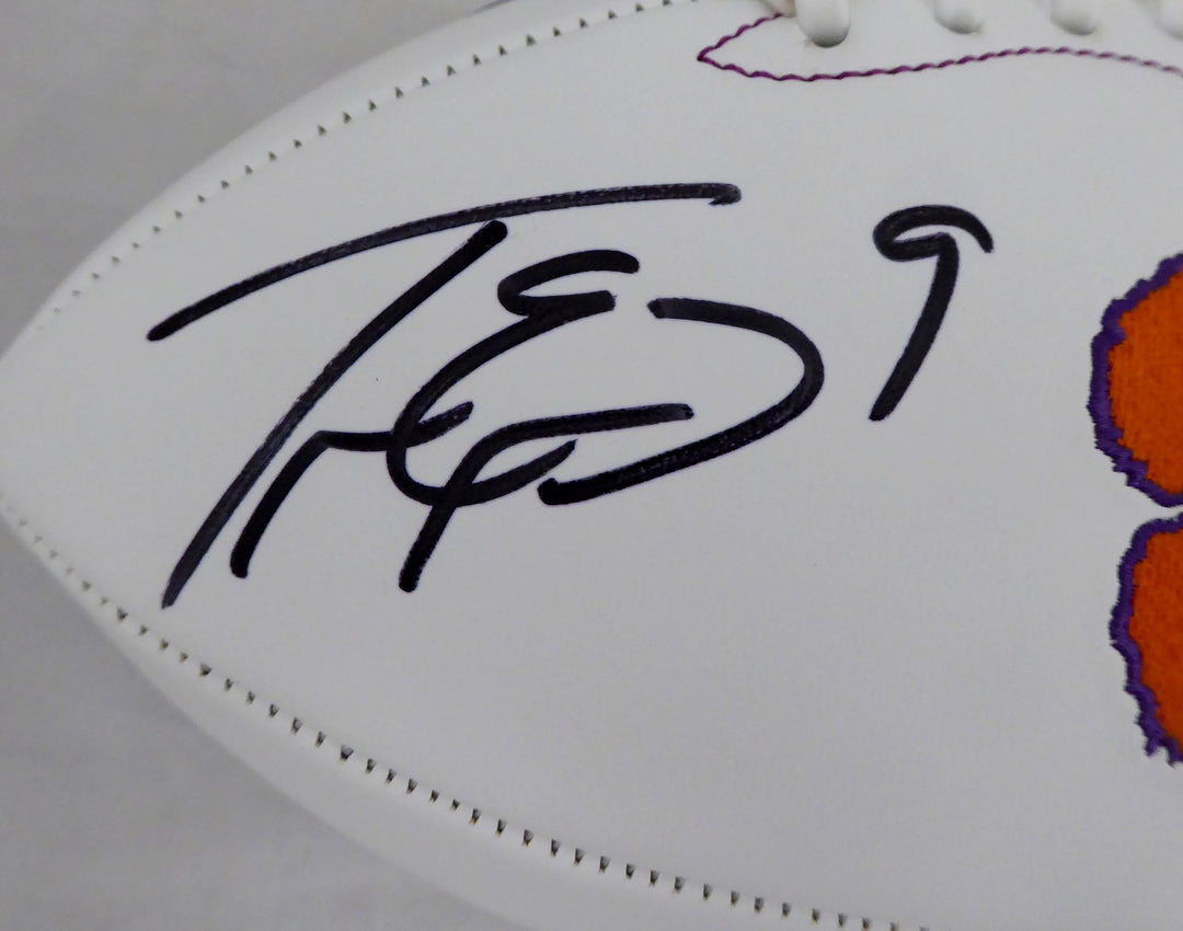 Travis Etienne Autographed Signed Clemson Tigers White Logo Football Beckett