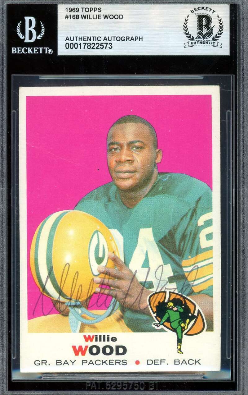 Willie Wood Beckett BAS Signed 1969 Topps Autograph
