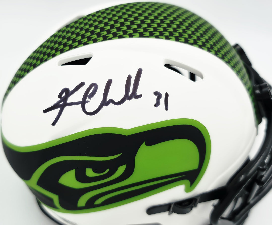 Kam Chancellor Auto Seahawks Lunar Eclipse White Speed Mini Helmet Beckett Wit