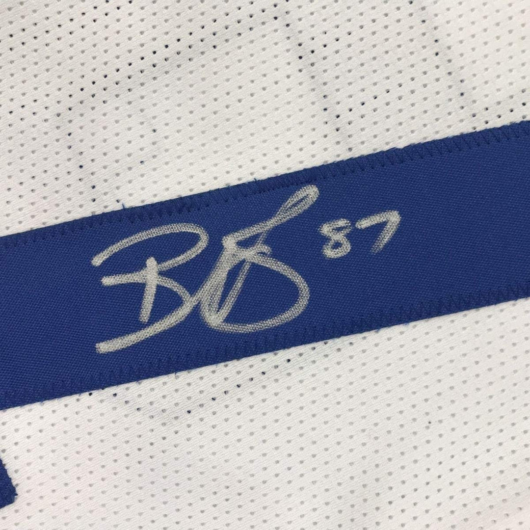 Framed Signed Reggie Wayne 35x39 Indianapolis White Jersey JSA COA