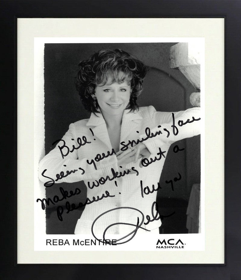 Reba McEntire signed MCA Records B&W 8x10 Photo Framed To Bill, Love Ya – COA