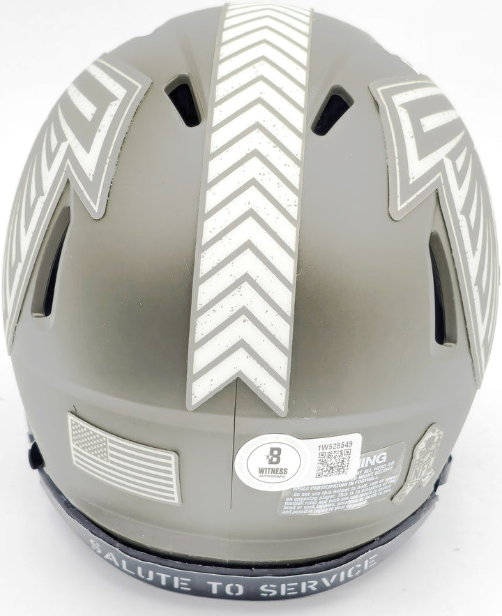 Kyle Pitts Auto Falcons Army Green Salute to Service Speed Mini Helmet Beckett