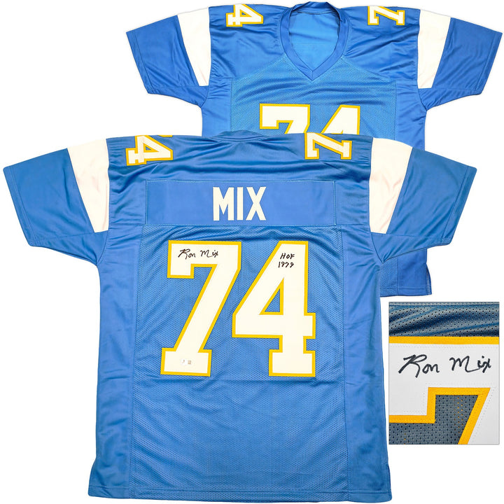 San Diego Chargers Ron Mix Autographed Signed Blue Jersey "HOF 1979" Beckett Wit