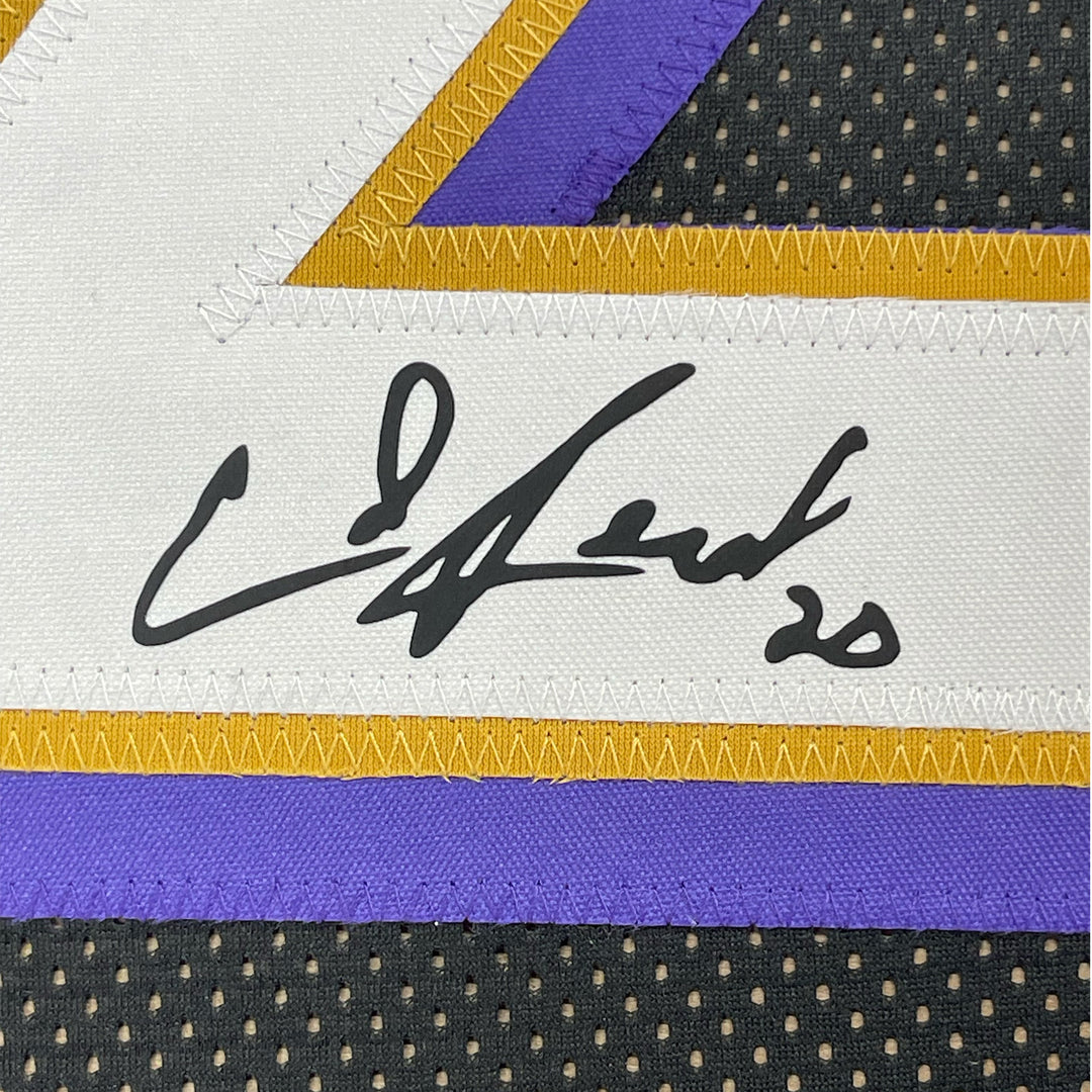 Framed Facsimile Autographed Ed Reed 33x42 Baltimore Black Reprint Laser Jersey
